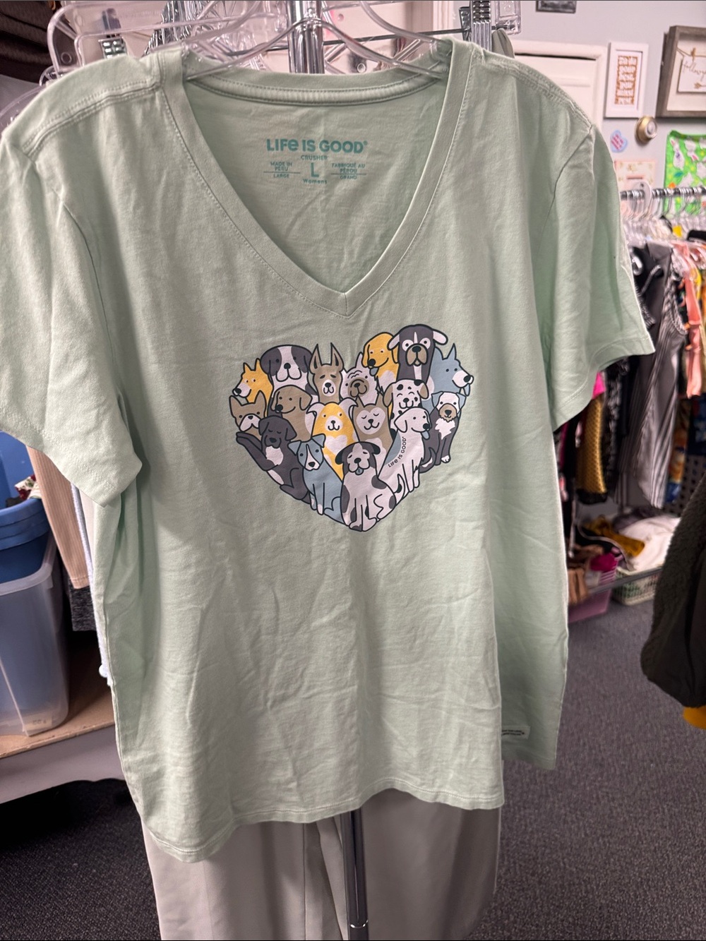Life is good dog heart tee L // 091306